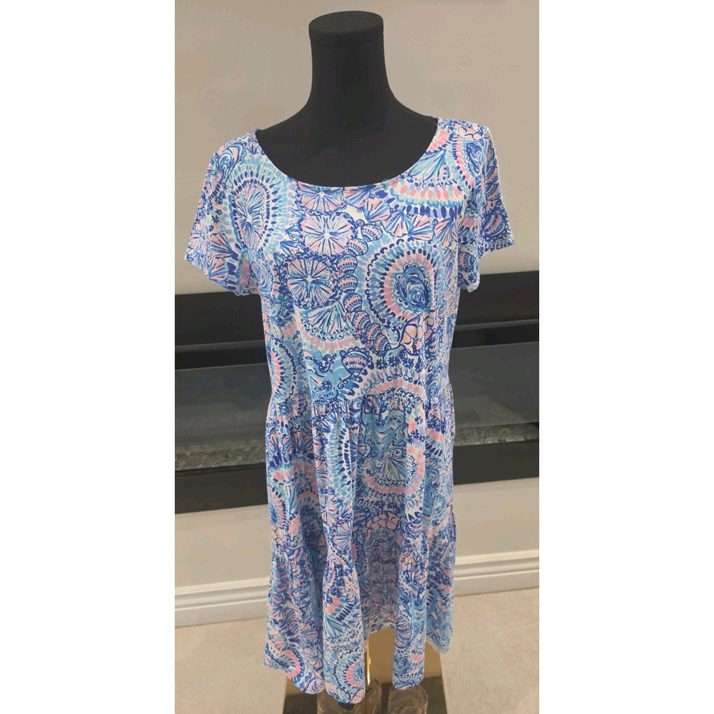 NWT Lilly Pulitzer Geanna Preppy Cottagecore Commotion Ocean Dress RTL $118 SZ L
